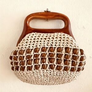 Handcrafted Wooden Handle Crochet Bag